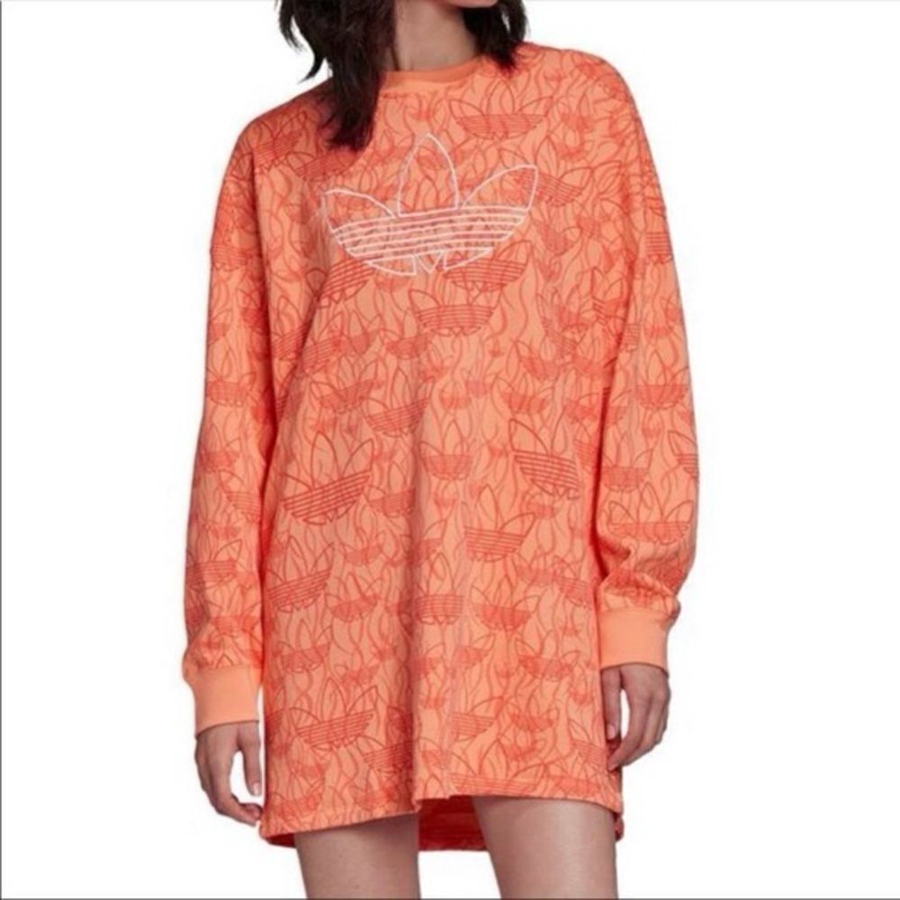 ADIDAS Originals Peach Emblem Sweater Dress - Medium